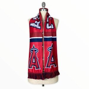 LOS ANGELES ANAHEIM ANGELS MLB Baseball Team Fringe Scarf Red White Blue